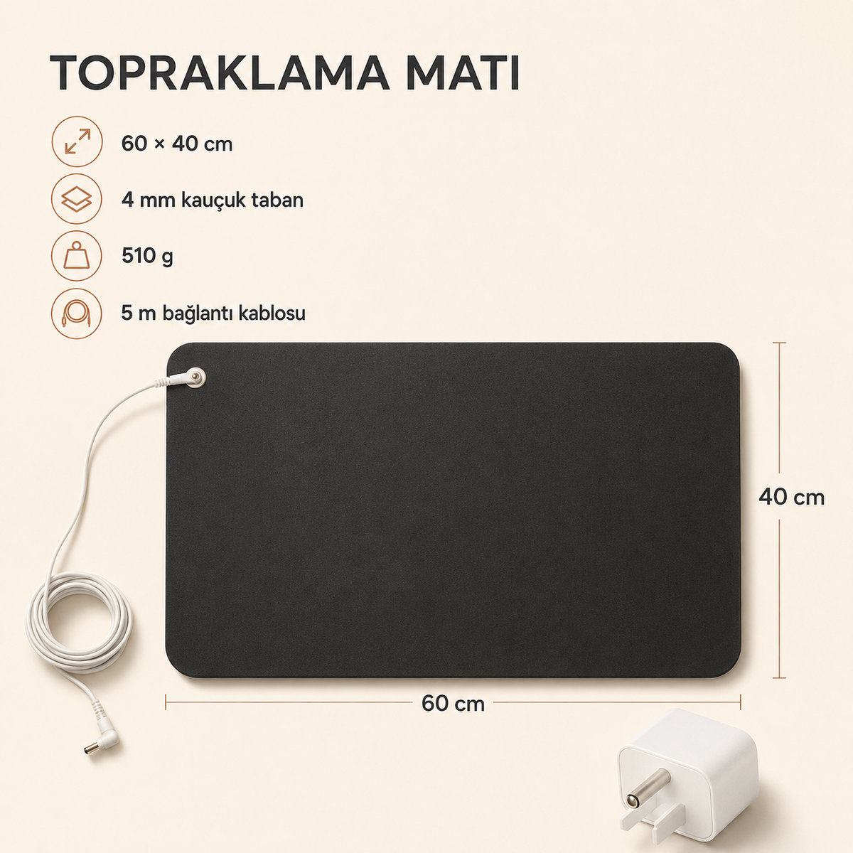Topraya Topraklama Matı 60×40 cm