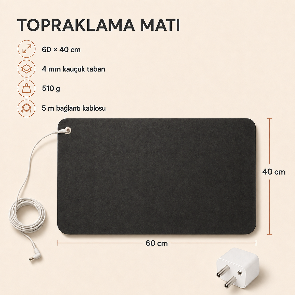 Topraya Topraklama Matı 60×40 cm