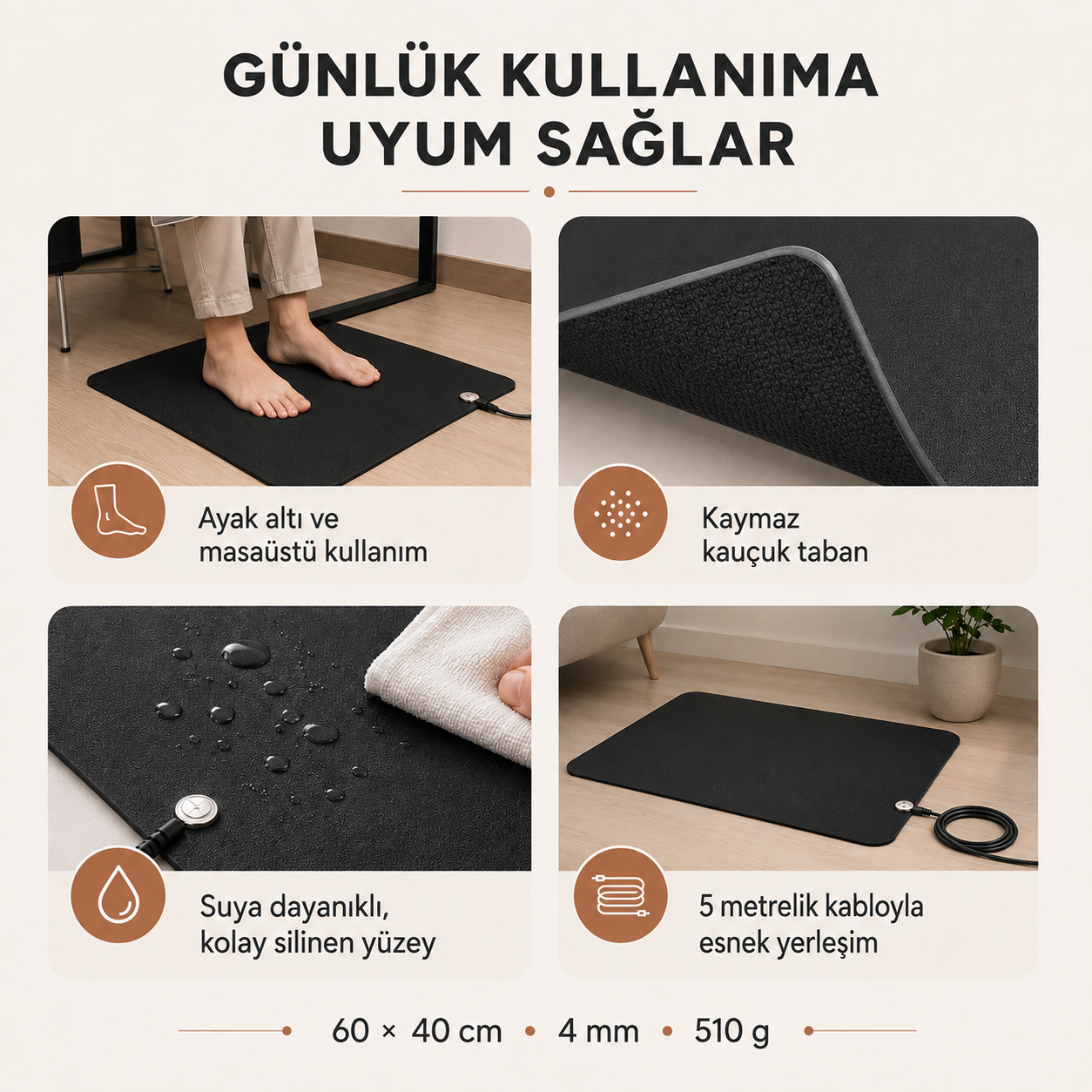 Topraya Topraklama Matı 60×40 cm